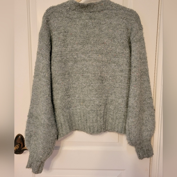 ASTR The Label Boucle Faux Wrap Sweater Women’s M Sage Chunky Knit Wool Blend - Picture 4 of 6